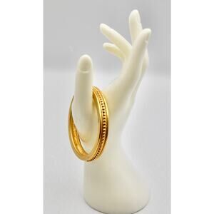 Vintage Givenchy Gold Plated Matte Etruscan-Revival Runway Bangle Bracelet 1980s